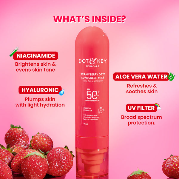 Strawberry Sunscreen Face Mist In-Vivo Tested SPF 50+ PA+++