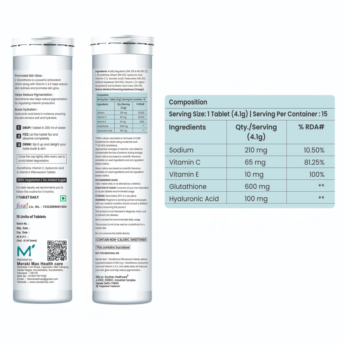 Meraki Max Glutathione Effervescent Tablets